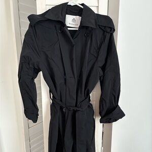 Long Babaton Black Double-Breasted Trench Coat